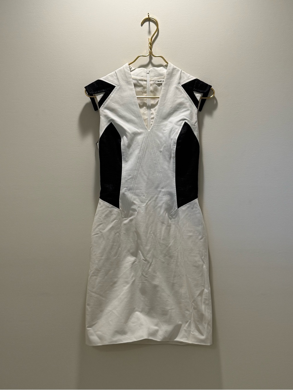 Helmut Lang White Dress with Black Contrast Panels